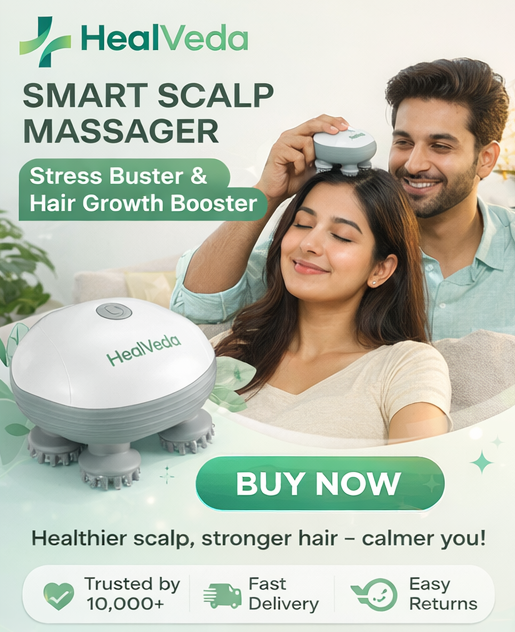 HealVeda Smart Scalp Massager | Stress Buster & Hair Growth Booster