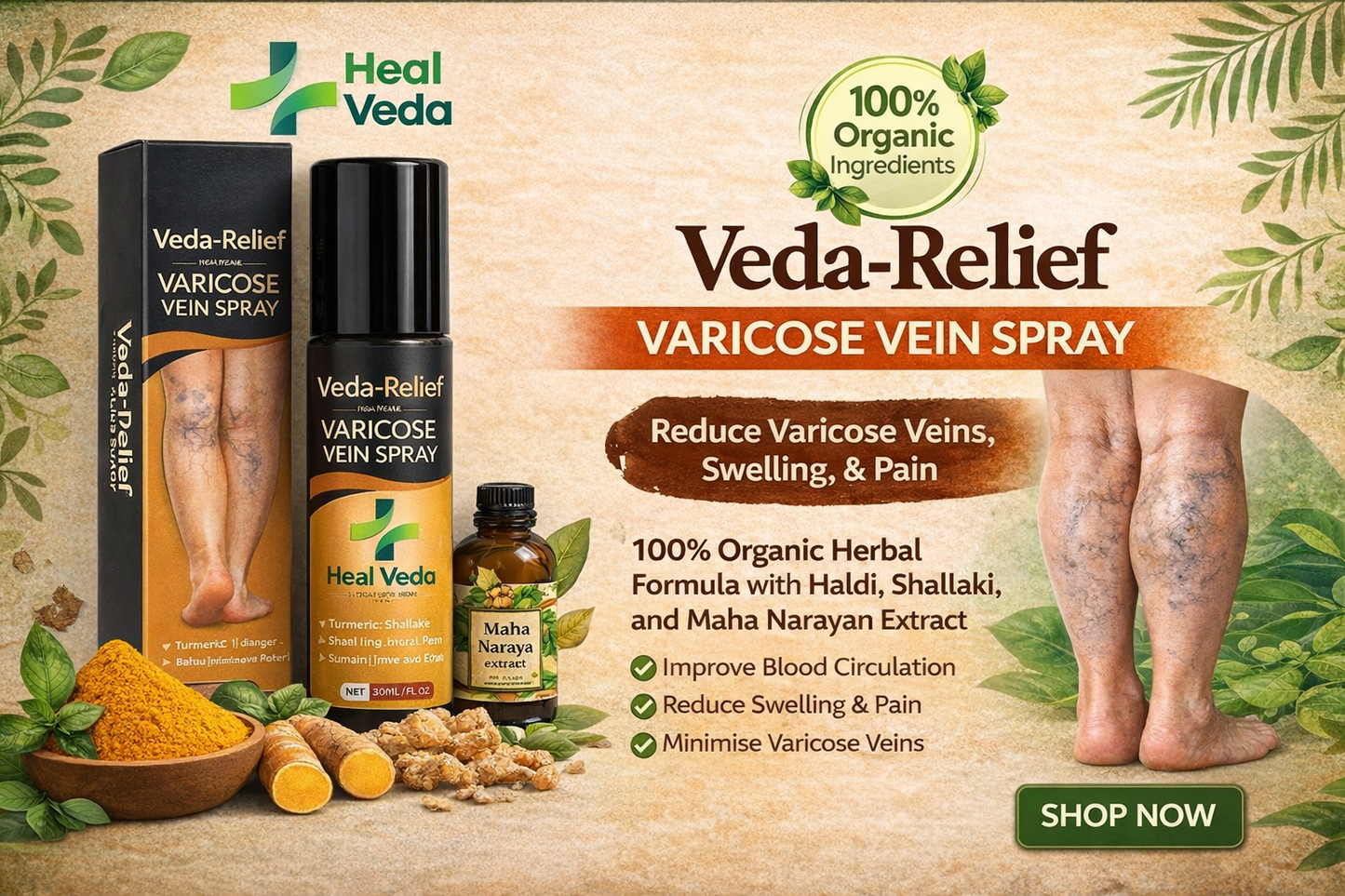 Heal Varicose Veins | Veda-Relief VV Spray